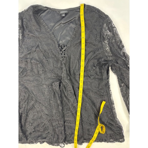Torrid Black Lace Long Sleeve Top Size 1 Whimsigoth Witchy - Picture 5 of 5